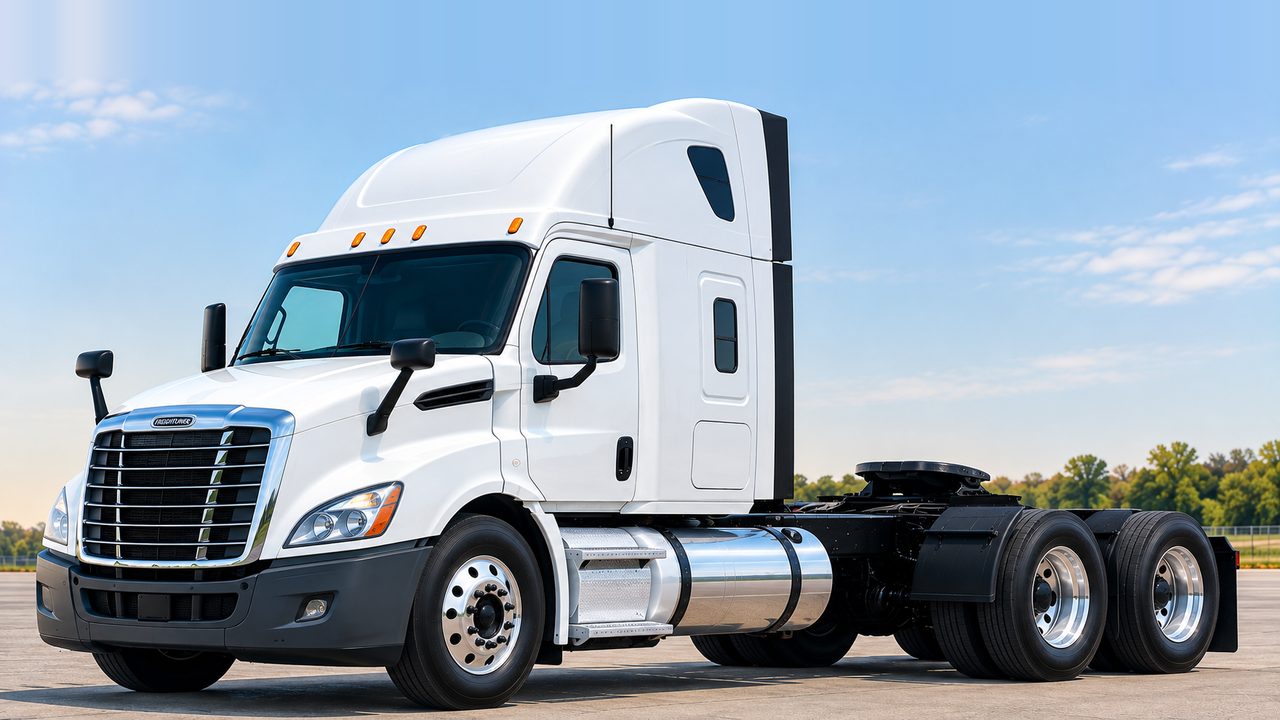 White semi tractor without a trailer, for power-only loads